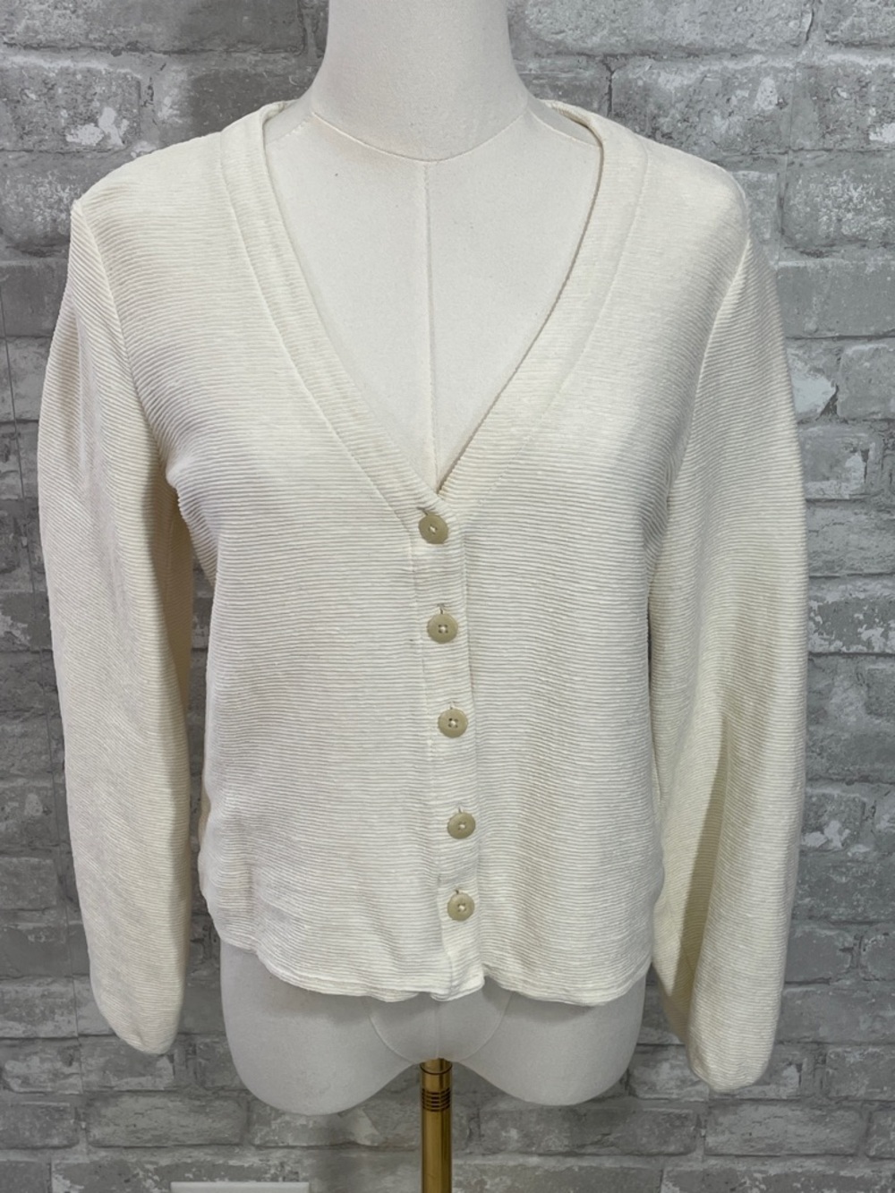 Madewell Textured & Thread Cream Waffle-Knit Top